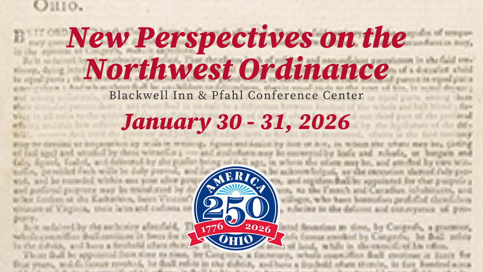 Banner for New Perspectives on the Northwest Ordinance Conference