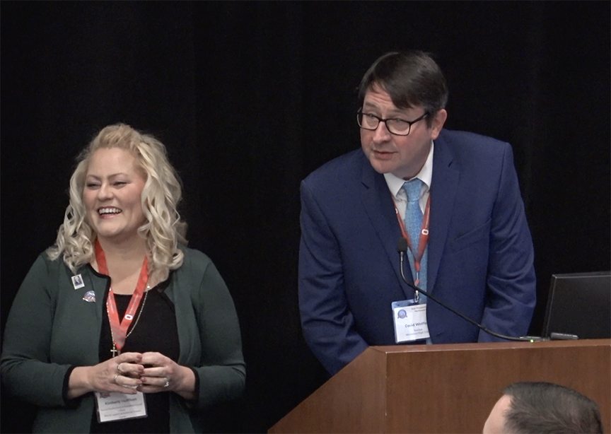 Panelists, woman and man