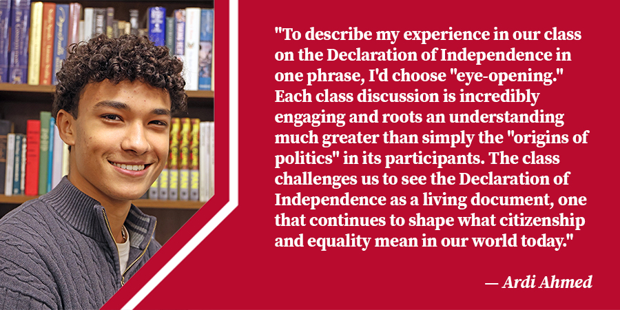 Student Ardi Ahmed, testimonial in caption