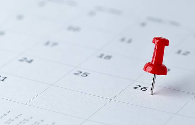 Thumb tack on calendar