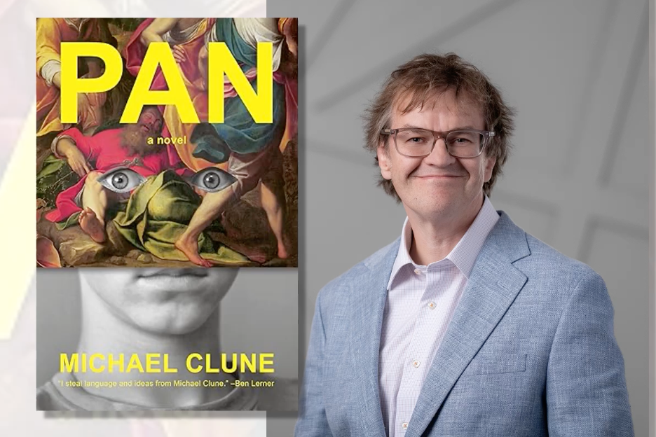 Michael Clune and book cover for Pan