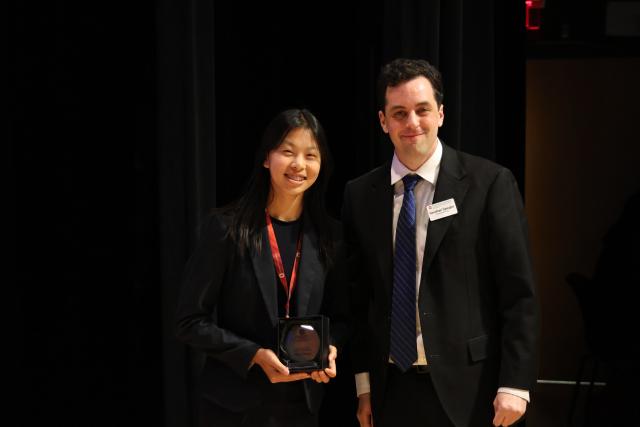 Amaya R. with emcee Jon Spiegler
