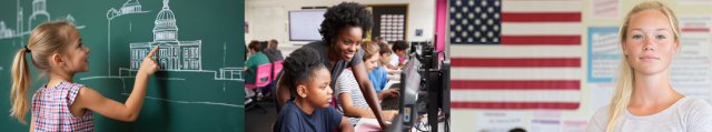 teachers and students studying civics