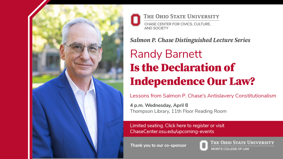 Randy Barrett image and title of presentation Is the Declaration of Independence Our Law