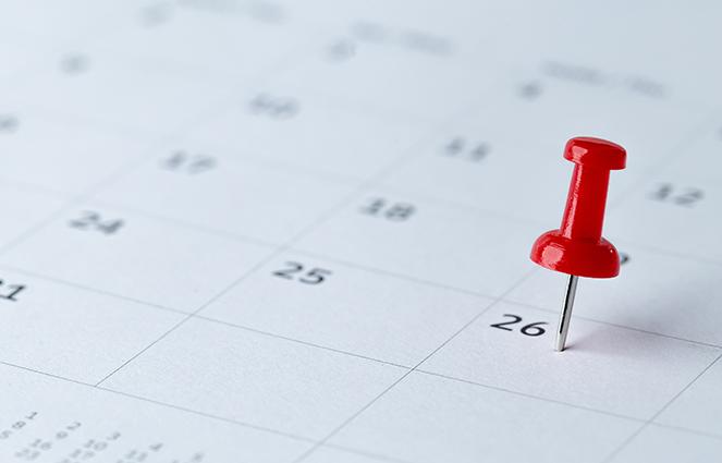 Thumb tack on calendar